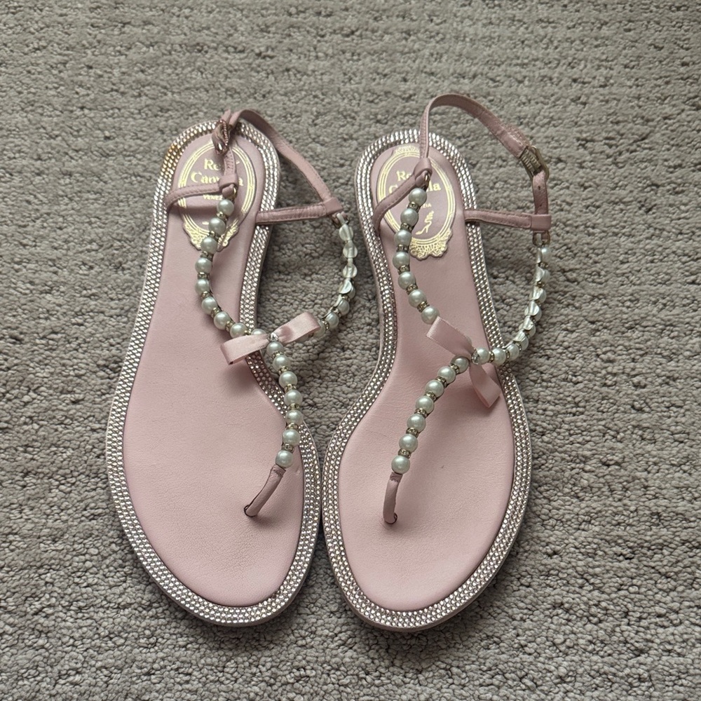 Rene Caovilla Blush Crystal Sandals